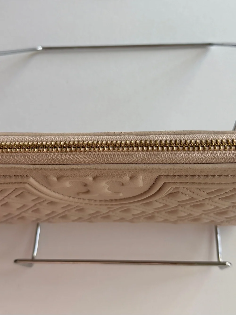 Tory Burch Quilted Leather Wallet in Taupe